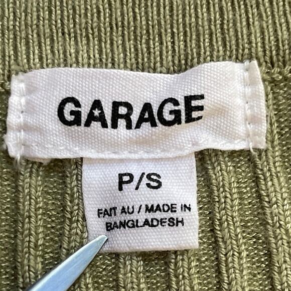 Garage Sweater Women's Green/Beige Small LS Cropped Ribbed Colorblock Streetwear - Picture 3 of 5